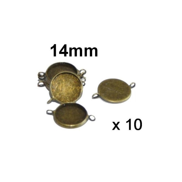 10 Connecteurs 14mm Bronze Pour Cabochon - Photo n°1