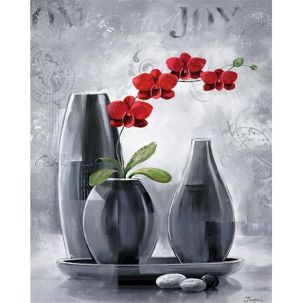 Image 3D Fleur - Orchidée rouge - centre triptyque 40 x 50 cm - Photo n°1