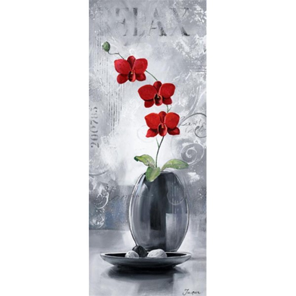 Image 3D Fleur - Orchidée rouge - droite triptyque 20 x 50 cm - Photo n°1