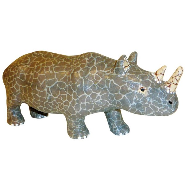 Rhinocéros en papier mâché 25 cm - Photo n°2