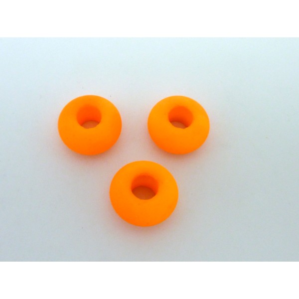 R-3 Perles Donut 14,4mm En Verre De Couleur Orange Fluo À Gros - Photo n°1