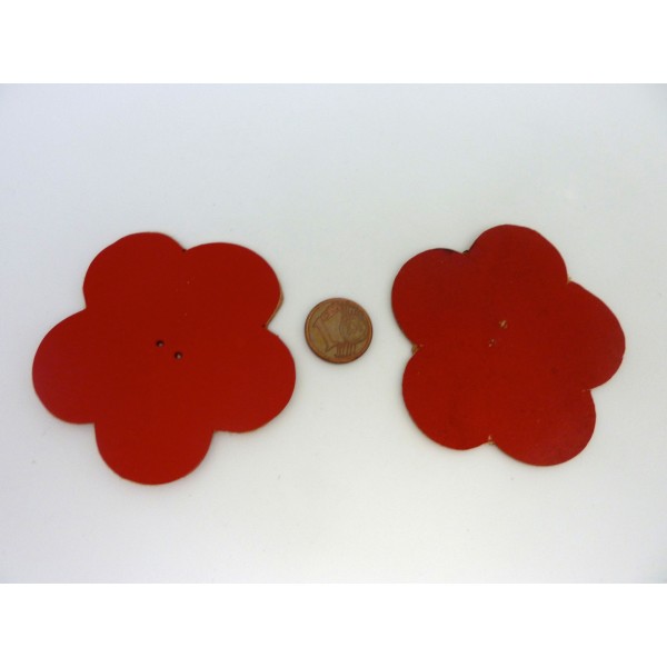 R-10 Fleurs 6cm En Cuir De Couleur Rouge - Photo n°2