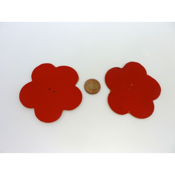 R-10 Fleurs 6cm En Cuir De Couleur Rouge - Photo n°3