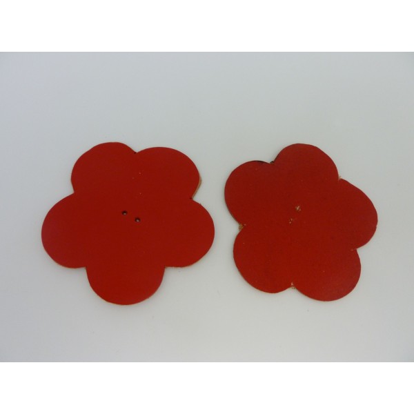 R-10 Fleurs 6cm En Cuir De Couleur Rouge - Photo n°1