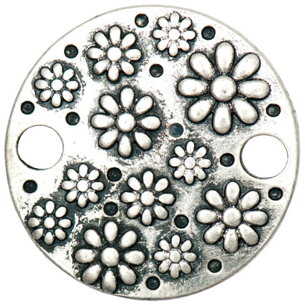 Disque en métal vieilli Fleur déco 29 mm - Photo n°1
