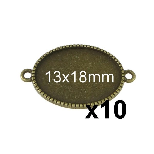 10 Connecteurs 13x18mm Bronze Pour Cabochon X10 - Photo n°1