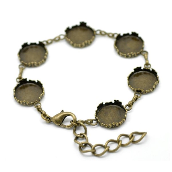Support Bracelet Bronze Pour 6 Cabochons 14mm - Photo n°1