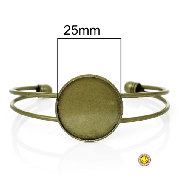 1 Support Bracelet Bronze Rigide 25mm  Pour Fimo / Cabochon - Photo n°1