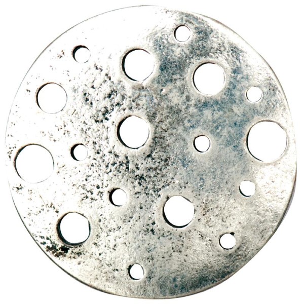 Disque en métal vieilli Petits trous argent 29 mm - Photo n°1