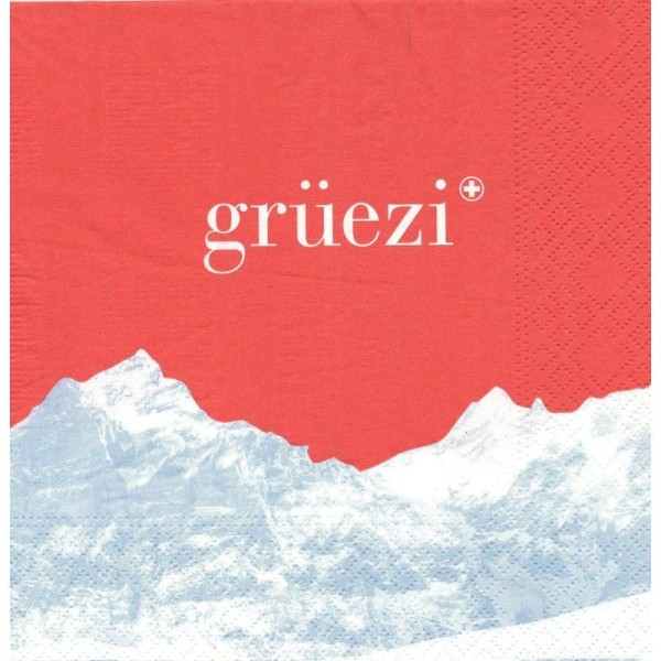 4 Serviettes en papier Alpes Suisses Montagne Neige Format Lunch - Photo n°1