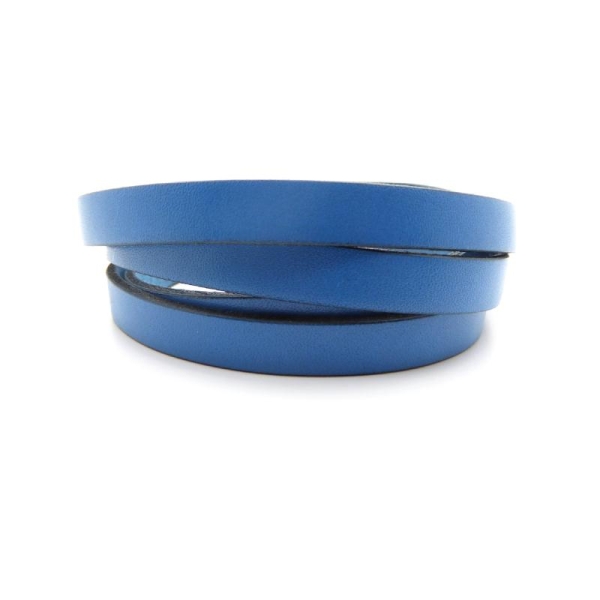 Lanière cuir plat 10mm bleu - Europe - 1 mètre - Photo n°1