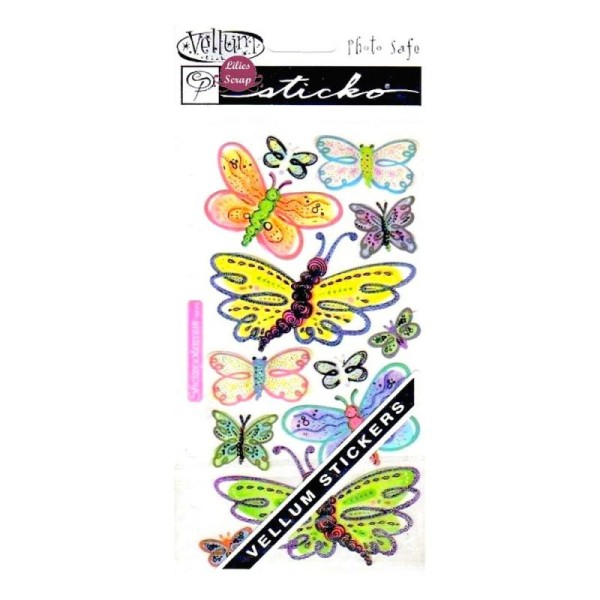 Stickers papillons en vélin Sticko 17 x 10 cm scrapbooking carterie créative - Photo n°1