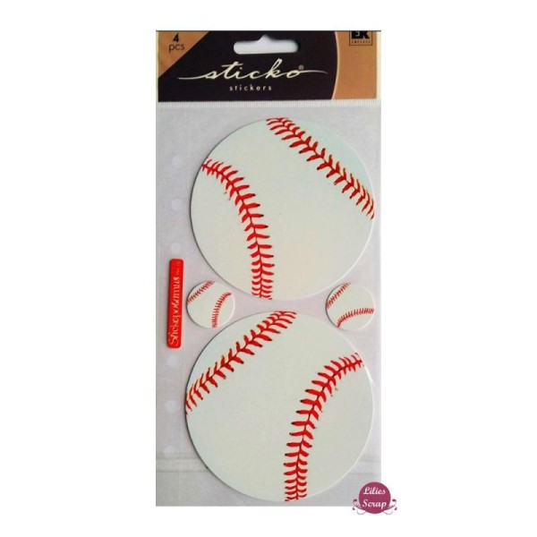 Stickers balles de baseball USA Sticko 17 x 10 cm scrapbooking carterie créative - Photo n°1