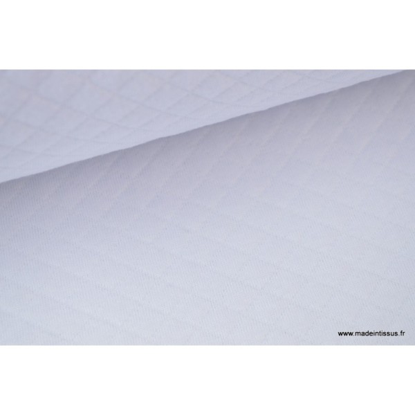 Tissu Jersey coton matelassé 1x1 blanc .x1m - Photo n°1
