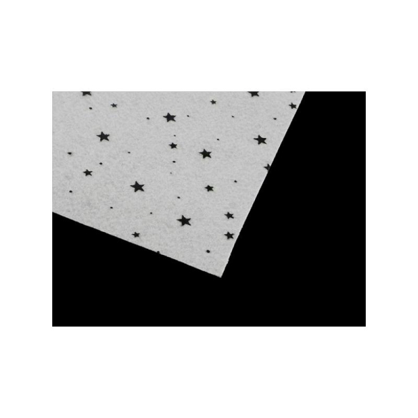 2 Feuilles De Feutrine Blanc à étoiles Noires 30x30cm - Photo n°2