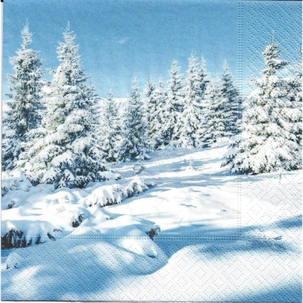 4 Serviettes en papier Paysage Montagne en hiver Format Lunch - Photo n°2
