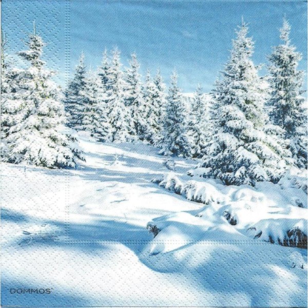 4 Serviettes en papier Paysage Montagne en hiver Format Lunch - Photo n°1