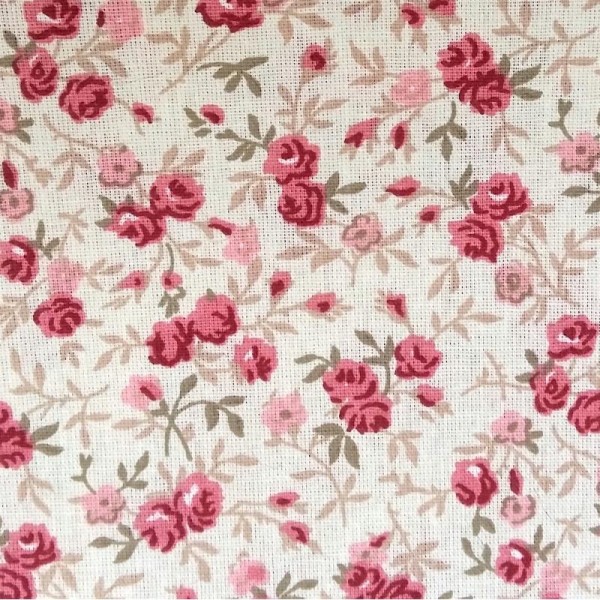 Tissu Liberty ROSES , coloris rose fond crème , vendu par 25 cm - Photo n°2