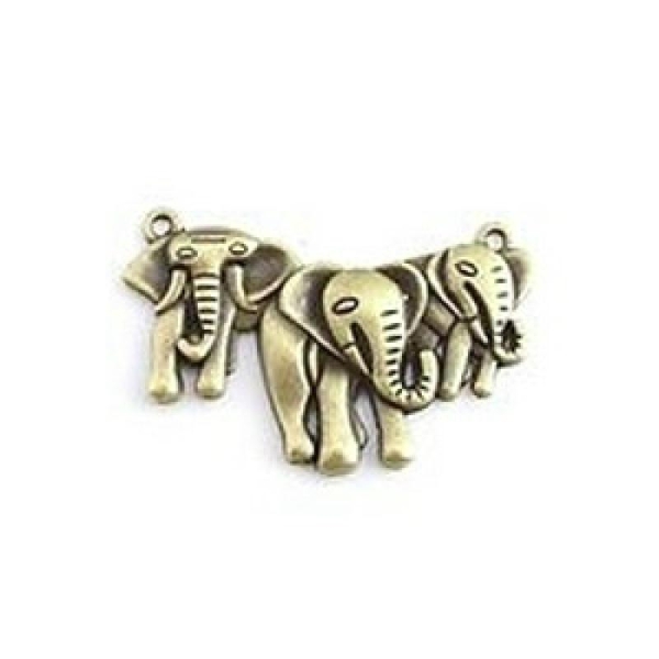 1 breloque charm bronze fabrication bijoux 3 ELEPHANTS - Photo n°1