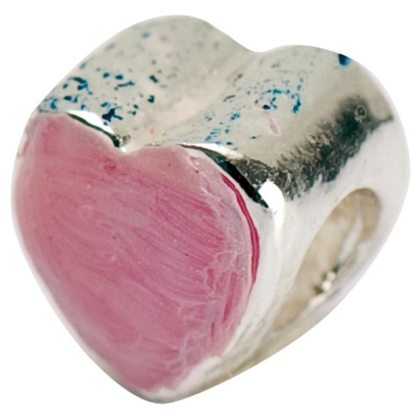 Perle émaillée Coeur rose - mini charms 7 mm - Photo n°1
