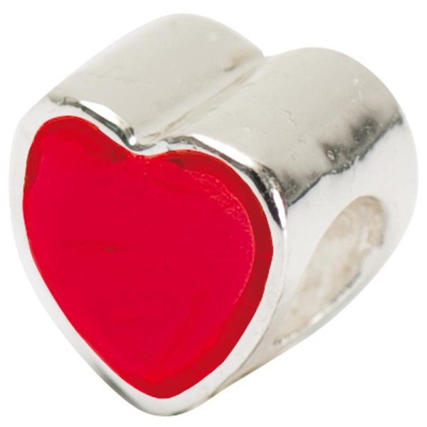 Perle émaillée Coeur rouge - mini charms 7 mm - Photo n°1