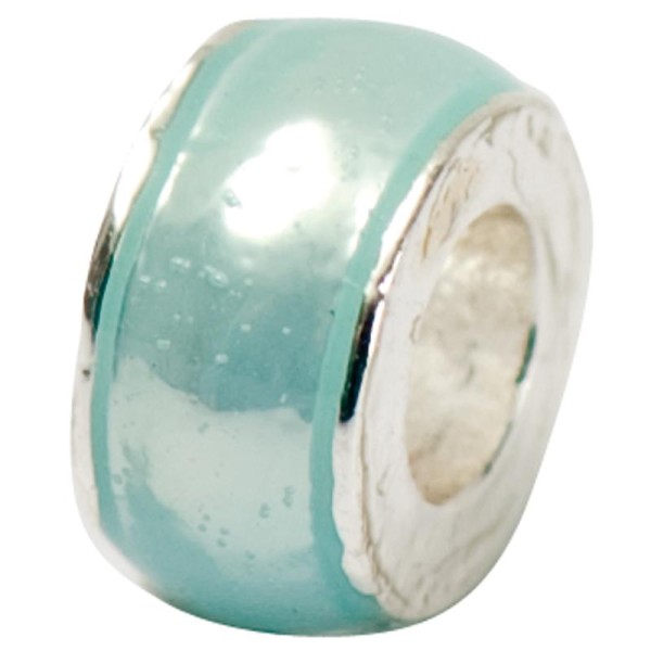 Perle émaillée anneau bleu clair 7 mm - Photo n°1