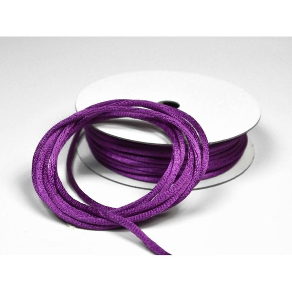 Cordon queue de rat 2 mm d'épaisseur bobine de 10 metres colori violet - Photo n°1