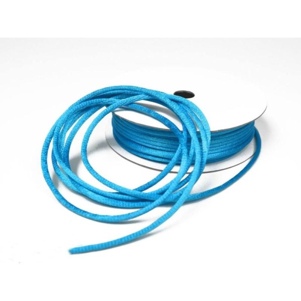 Cordon queue de rat 2 mm d'épaisseur bobine de 10 metres colori bleu azur - Photo n°1