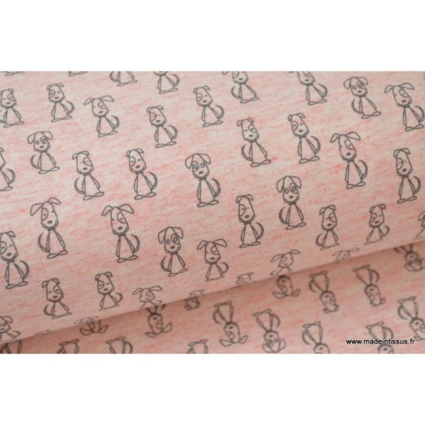 Jersey imprimé petits chiens rose .x1m - Photo n°1