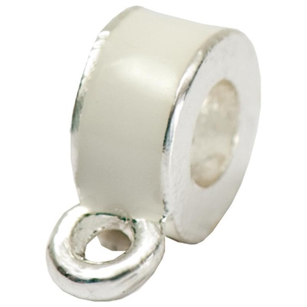 Perle émaillée anneau à boucle blanc 7 mm - Photo n°1