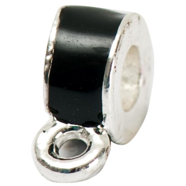 Perle émaillée anneau à boucle noir 7 mm - Photo n°1
