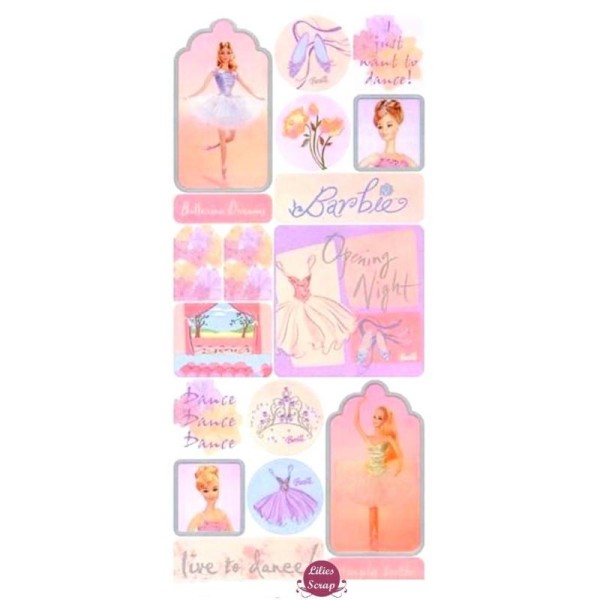 Grande planche de stickers tags Barbie Sandylion 30 x 14 cm - Photo n°1