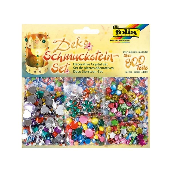 Set de pierres décoratives et de perles multicolores, 800 pcs, pour scrapbooking et customisation, F - Photo n°1
