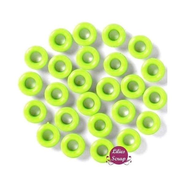 100 Oeillets ronds vert pomme / anis 5 mm eyelets scrapbooking - Photo n°1