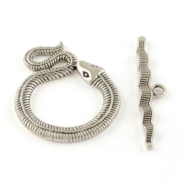 Un Kit Fermoir Serpent Argenté Pour La Création De Bracelet 46x36mm - Photo n°1