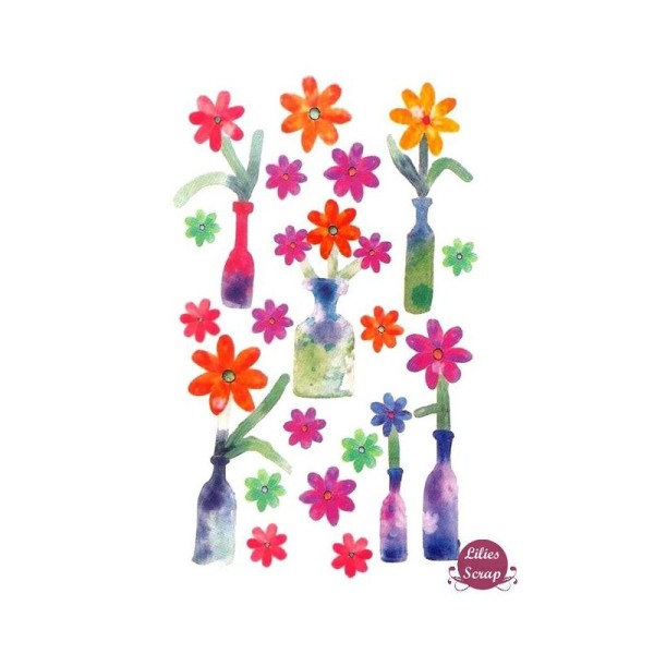 Stickers fleurs en vélin Sandylion 16,5 x 10,3 cm scrapbooking - Photo n°1