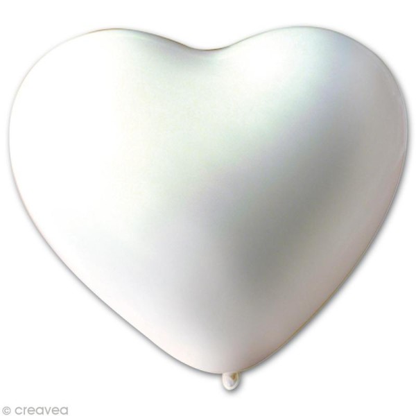 Ballon coeur Blanc 25 cm x 10 - Photo n°1
