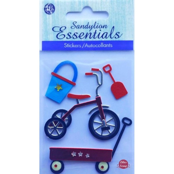 Stickers 3D jouets vélo pelle seau Sandylion scrapbooking - Photo n°1