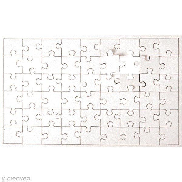 Puzzle en carton blanc à colorier 54 pièces - Photo n°1