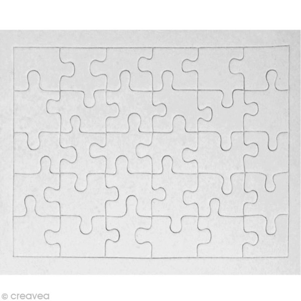 Puzzle en carton blanc à colorier 30 pièces - Puzzle à décorer - Creavea
