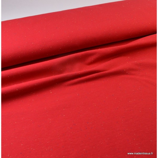 Tissu Jersey molleton fantaisie cosy rouge .x1m - Photo n°1