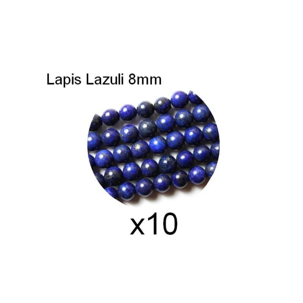 10 Perles 8mm Rondes Lapis Lazuli - Photo n°1