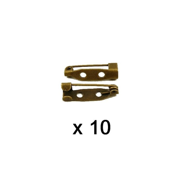 10 Supports Broches Bronze Epingle 2cm - Photo n°1