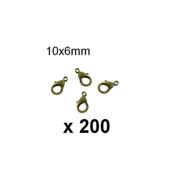 200 Fermoirs Mousqueton Couleur Bronze 10x6mm Lot - Photo n°1