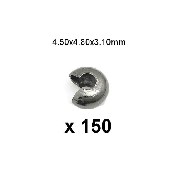 150 Cache Perles A Ecraser Gun Metal 4.50x4.80x3.10mm - Photo n°1