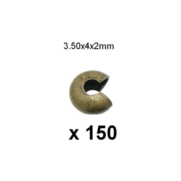 150 Cache Perles A Ecraser Bronze 3.50x4x2mm - Photo n°1