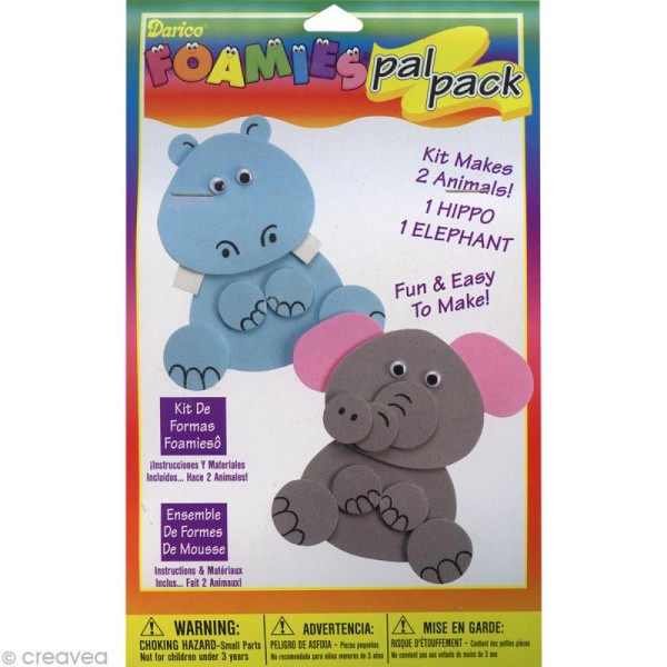 Kit Foamies - Animaux en carton mousse - Eléphant et hippopotame - Photo n°1