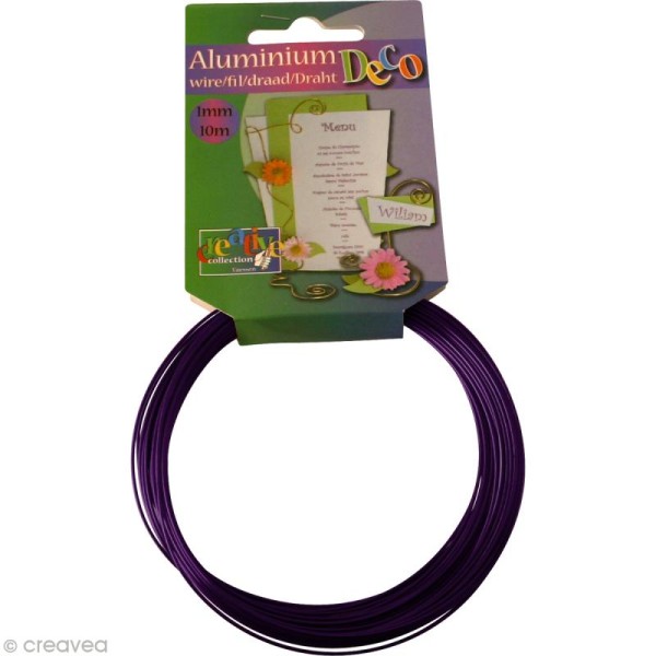 Fil aluminium 1 mm Violet aubergine x 10 mètres - Photo n°1