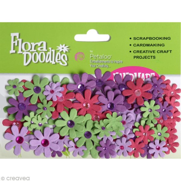 Petaloo jeweled florettes Wonderland - Assortiment de 80 fleurs en papier - Photo n°1