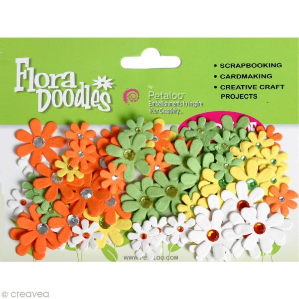 Petaloo jeweled florettes Citronnelle - Assortiment de 80 fleurs en papier - Photo n°1